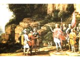 Three of David`s champions went to a well at Bethlehem and offer the water to David - detail from a painting by the French artist G. Claude (1600-1682)